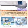 Person using a home UVB phototherapy device as part of a morning routine
