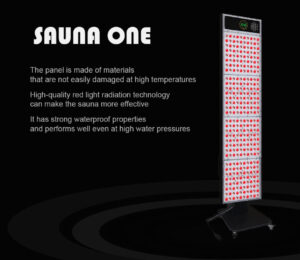 Infrared sauna panel with red light therapy installed in a home sauna