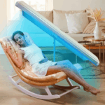 Recommended floor clearance around a home tanning bed setup