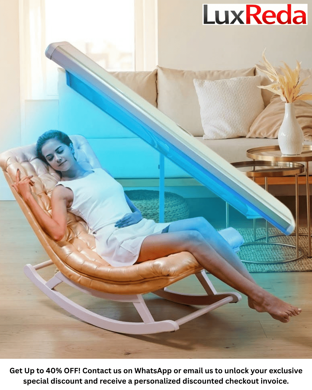 Recommended floor clearance around a home tanning bed setup