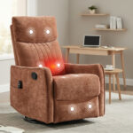 LuxReda Orange Fabric Massage Recliner Chair | Heat & Swivel