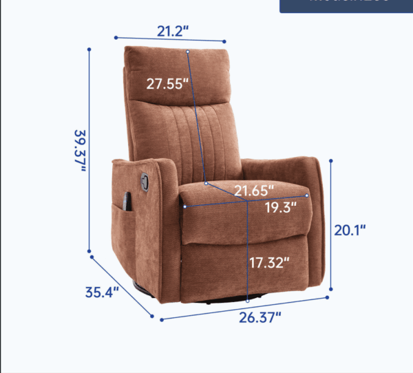 LuxReda Orange Fabric Massage Recliner Chair | Heat & Swivel