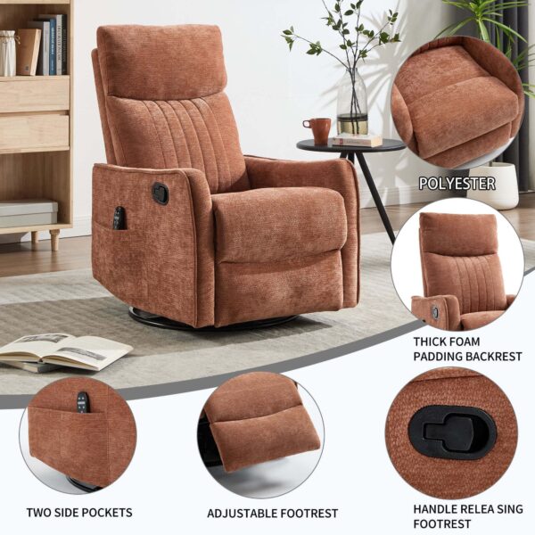 LuxReda Orange Fabric Massage Recliner Chair | Heat & Swivel