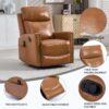 LuxReda Orange Genuine Leather Swivel Recliner