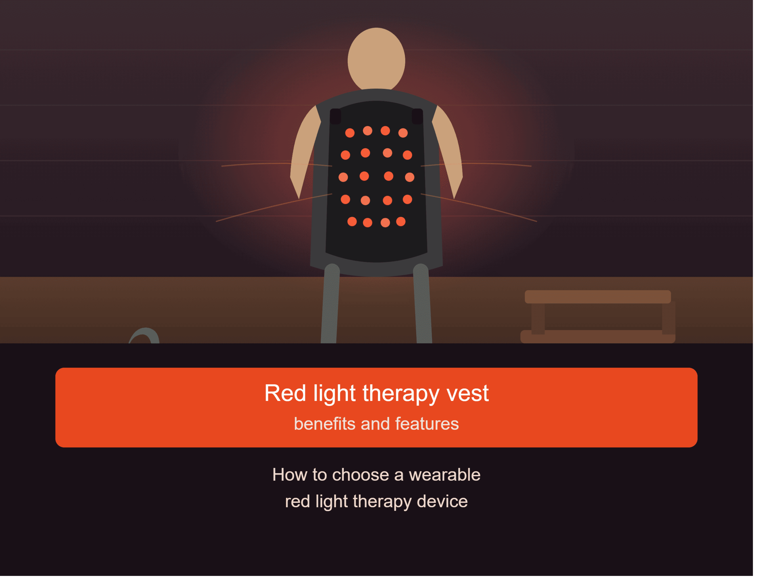 Person wearing a red light therapy vest during a home stretching routine