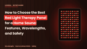 LuxReda SA200 sauna red light therapy panel mounted in a home sauna